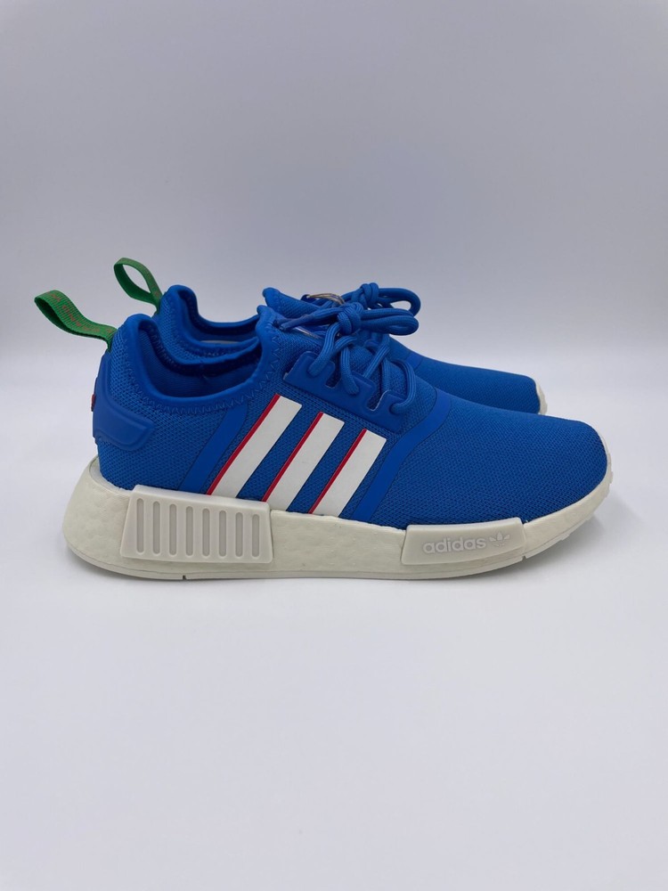 Adidas NMD R1 Blue White Knit Mesh Running Sneakers Womens HQ9989 New
