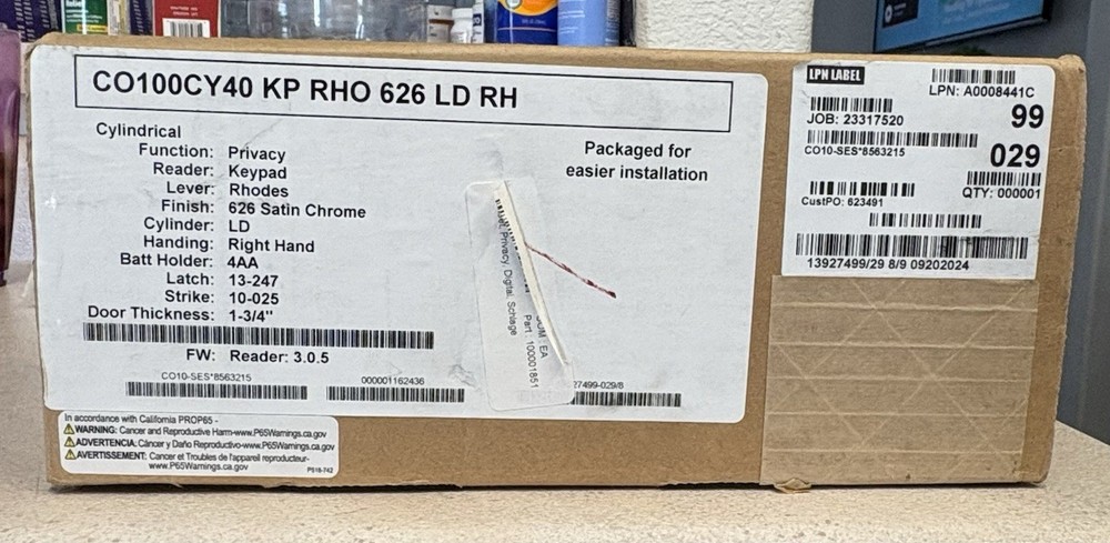 Schlage CO-100 Electronic Door Lock New Open Box with All Parts