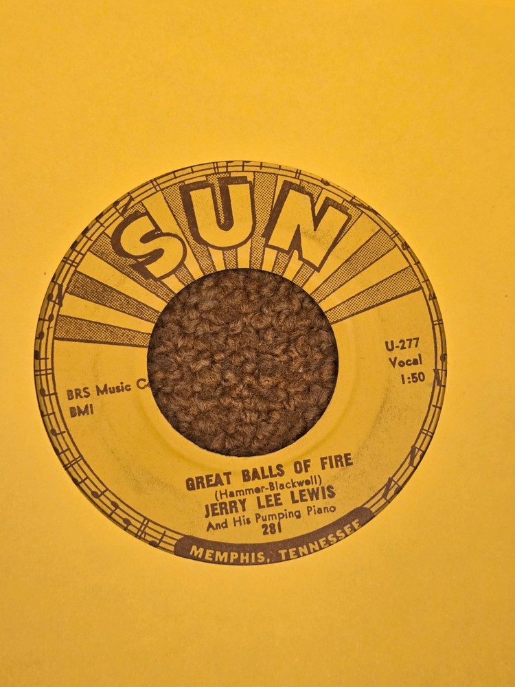 45 RPM Jerry Lee Lewis SUN  281 Great Balls of Fire / You Win Again VG+