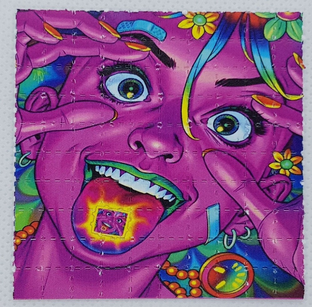 Psychedelic Acid Girl Blotter Art 100 LSD Tab Sheet Gift-image