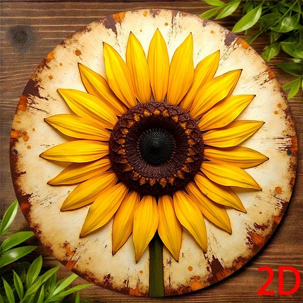 Vintage Country Sunflower Realistic Petals Aluminum Wall Art