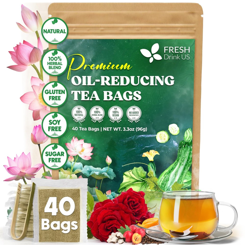 , Oil-Reducing Herbal Tea – 40 Tea Bags | Blend of Winter Melon, Lotus Leaf, ...