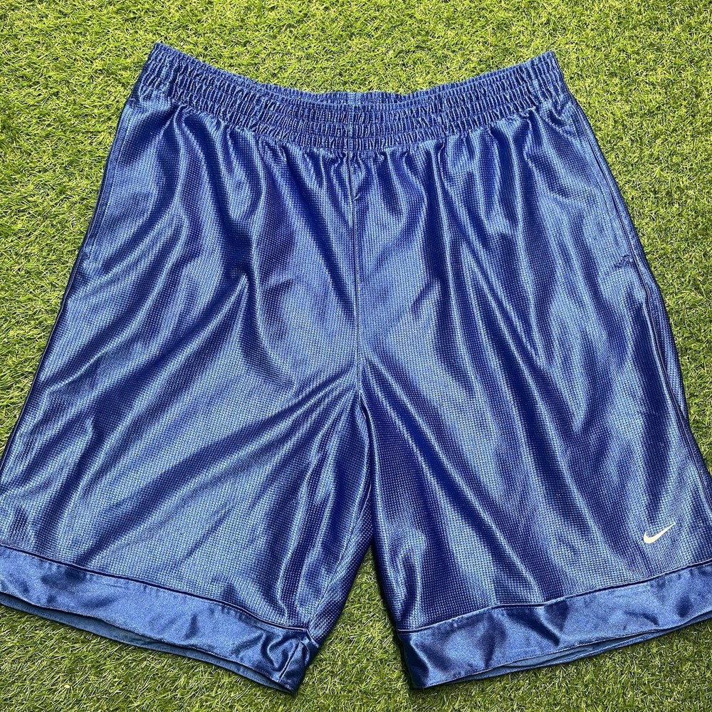 Vintage Nike Blue Dazzle Shorts Men's 2XL Silky Shiny Y2K Silver Tag