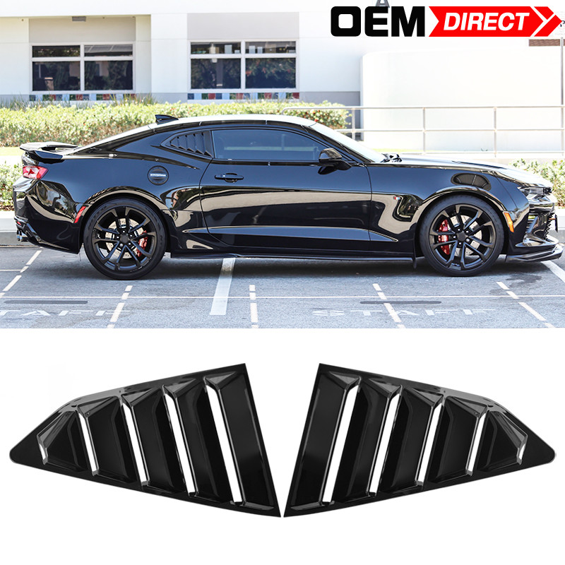 Gloss Black ABS Rear Side Window Louver for 16-24 Chevy Camaro Rain & Sun Cover-image