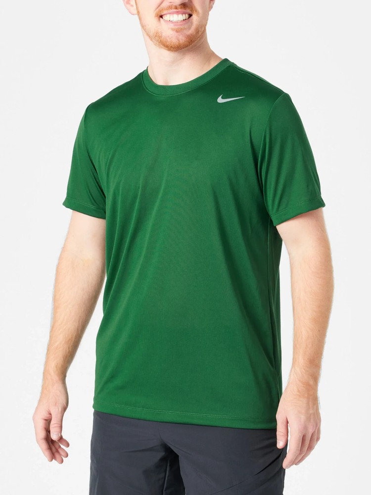 Nike Dri-FIT Legend Mens Short Sleeve Training Gym Shirt Top Green Silver Large