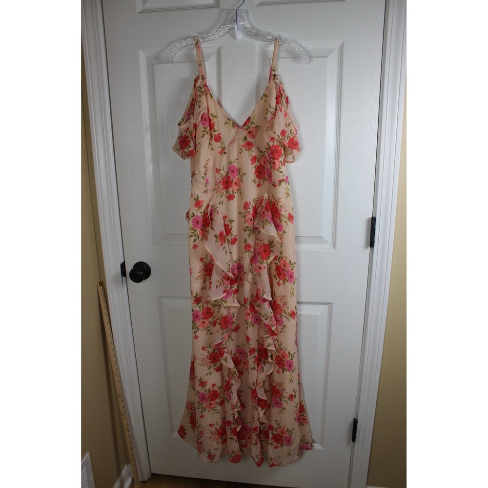 The Occasion by Old Navy Floral Ruffle Maxi Dress Peach Pink Size 8
