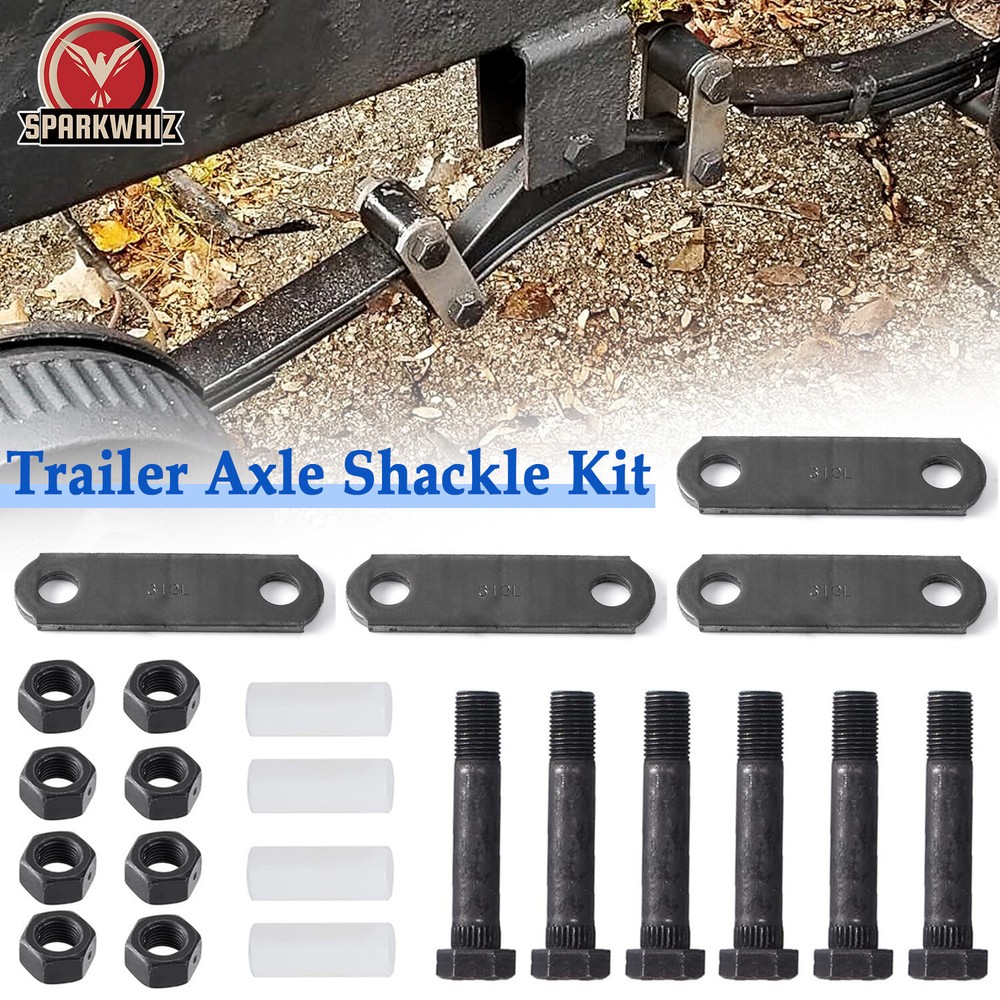 SPARKWHIZ New Trailer Shackle Kit Tandem Axle Trailer Kit for Double Eye Spring
