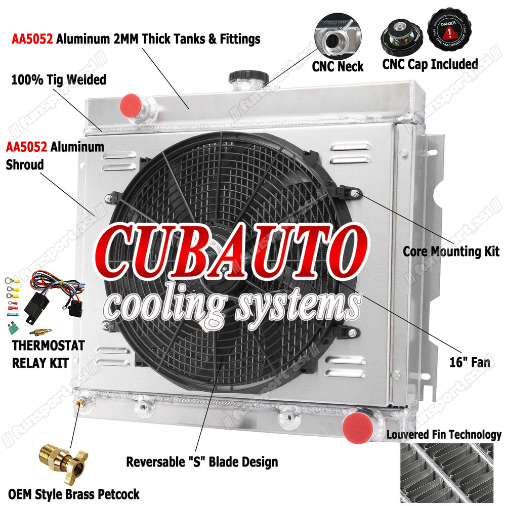 4-Row Radiator Shroud Fan For 70-72 Dodge Dart Plymouth Duster Valiant Cars 5.2L