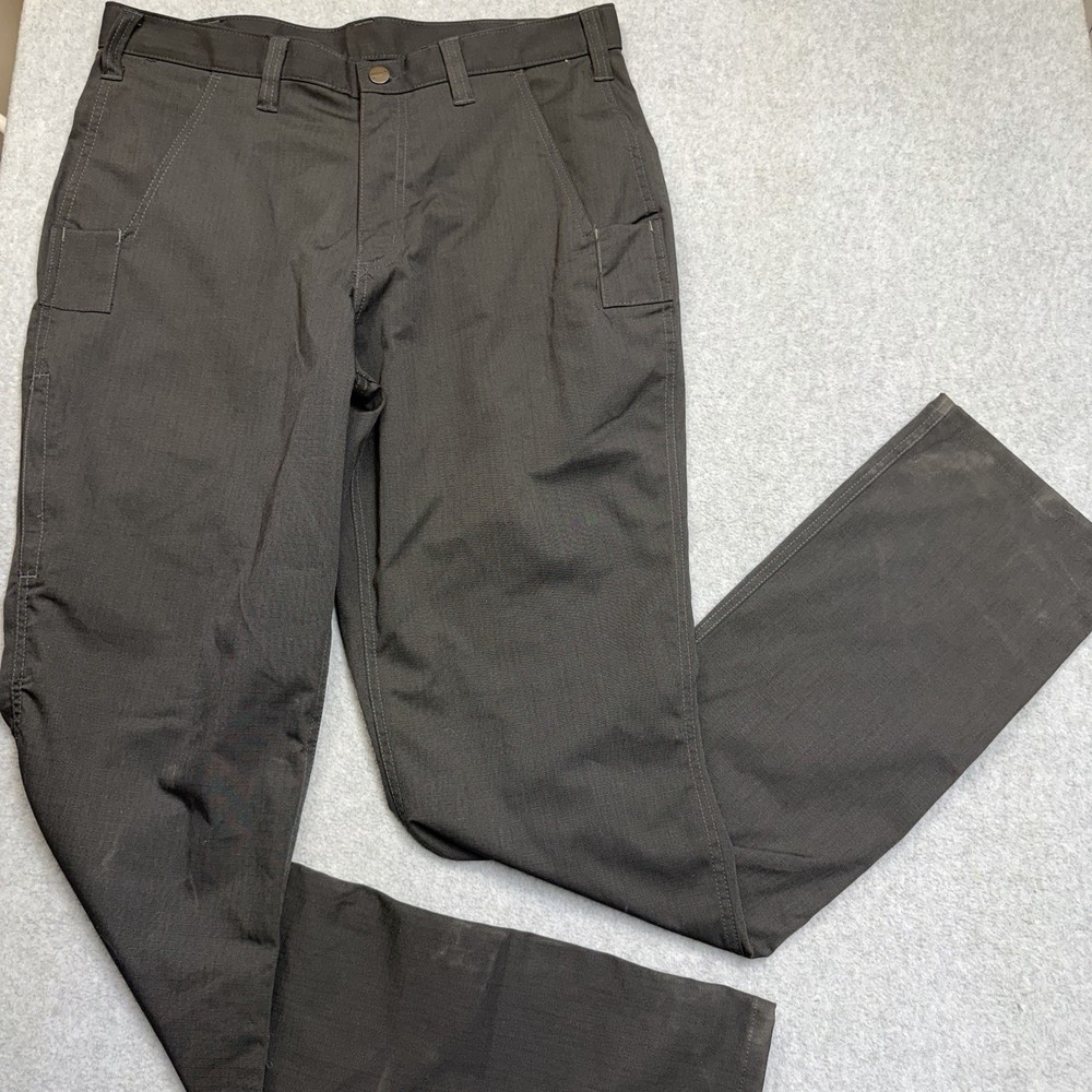 Carhartt Pants Mens 32x36 Gray Ripstop Relaxed Fit Utility Workwear Zip Pocket