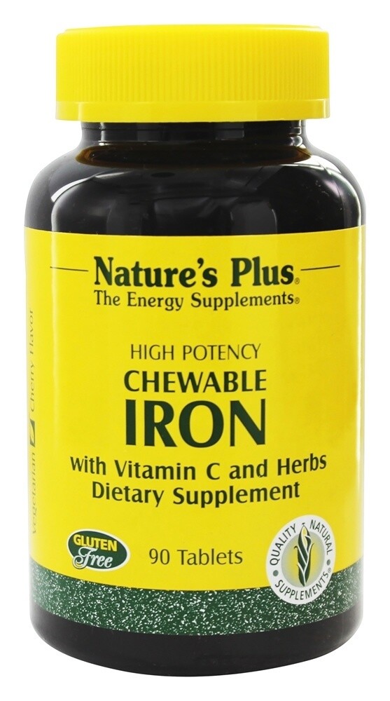 Nature's Plus - Chewable Iron with Vitamin C and Herbs - 90 Chewable Tablets
