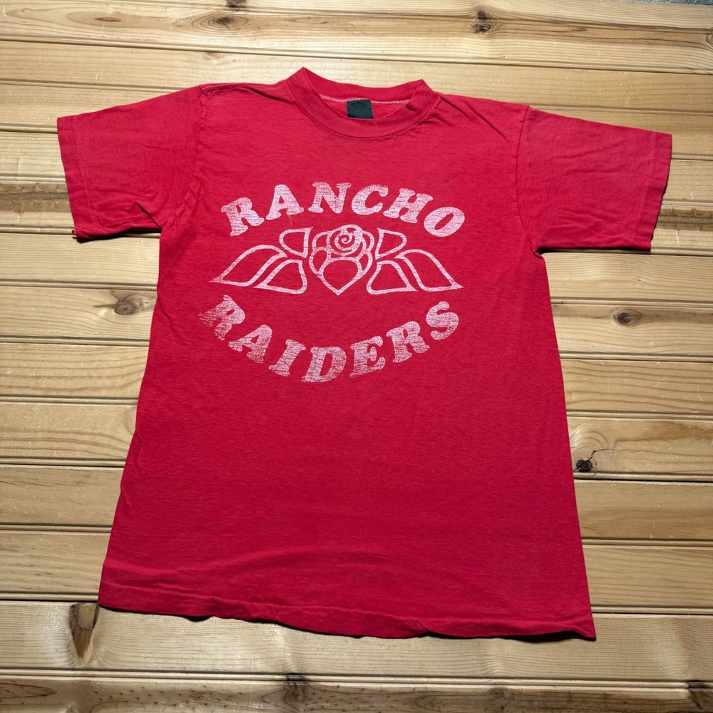 Vintage 80s Rancho Raiders Winged Rose Single Stitch Graphic T-Shirt USA - Small
