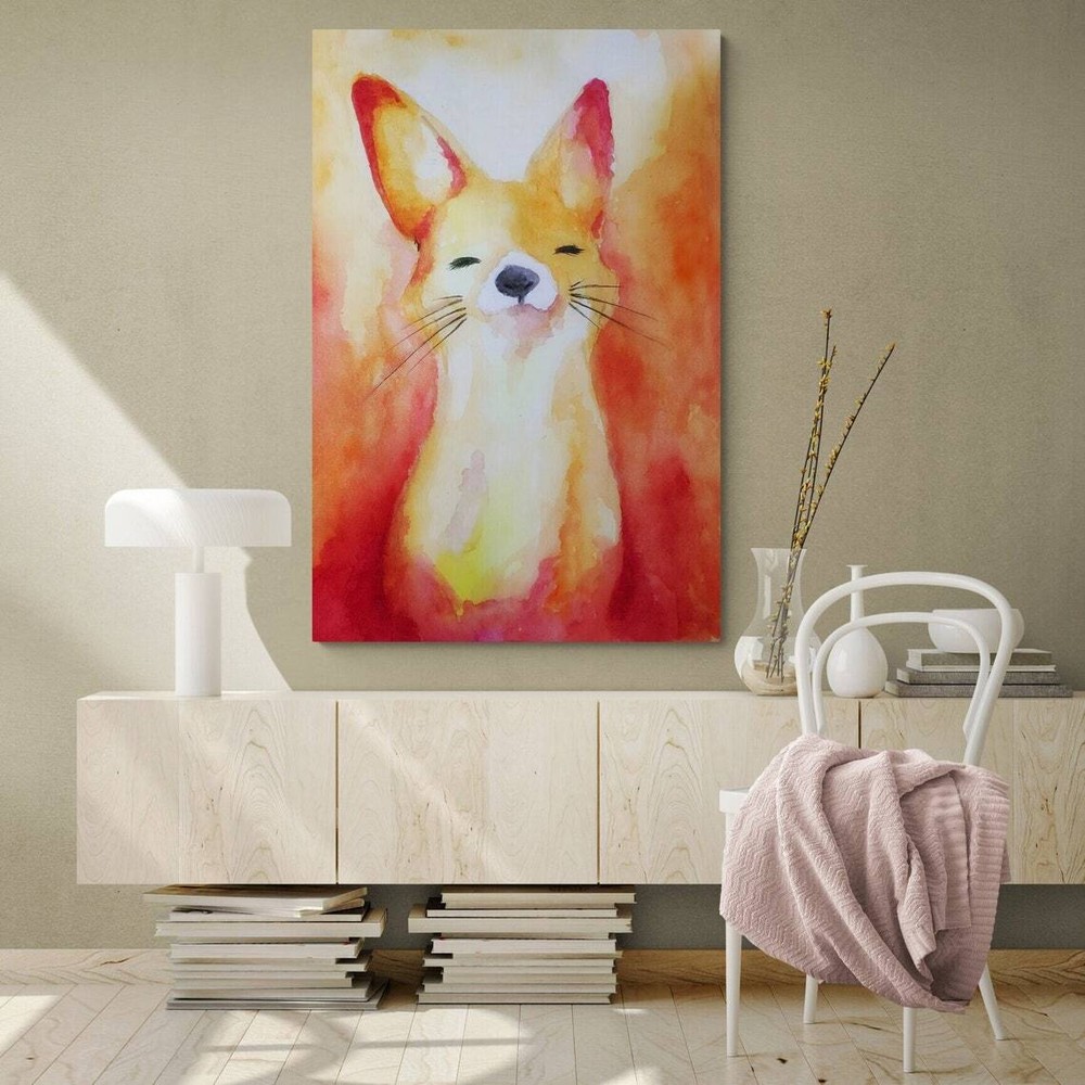 Sweet Smiling Fox Wall Art Canvas Unframed Print Art
