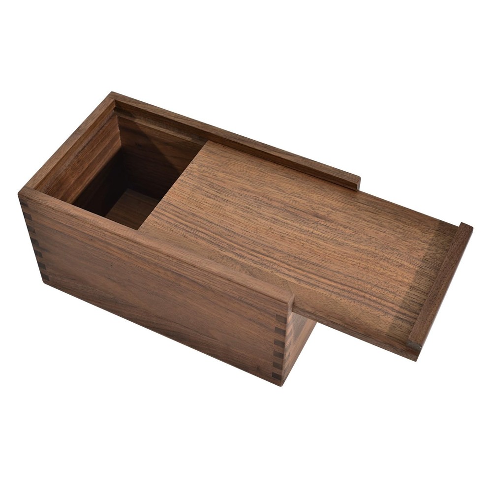 Wood Box with Slide Lid, Walnut Wooden Storage Box, 9.65'' x 5.71'' x 4.8'' W...