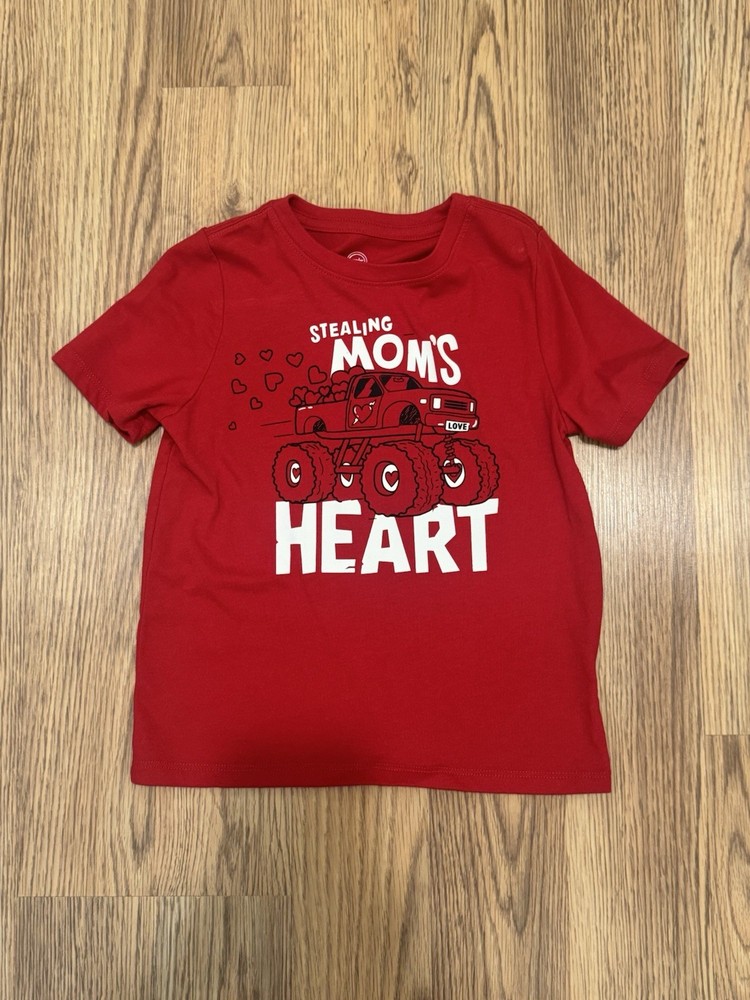 Wonder Nation Red T-Shirt Graphic Stealing Moms Heart Short Sleeve Size 5T