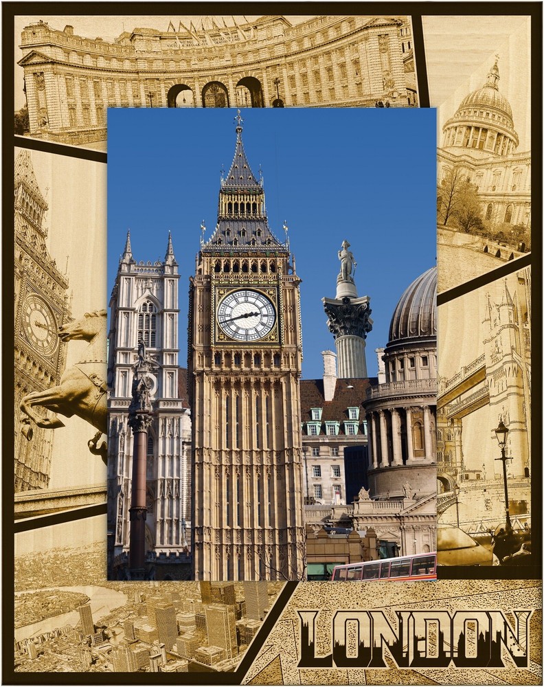London England Laser Engraved Wood Picture Frame Portrait (4 x 6)