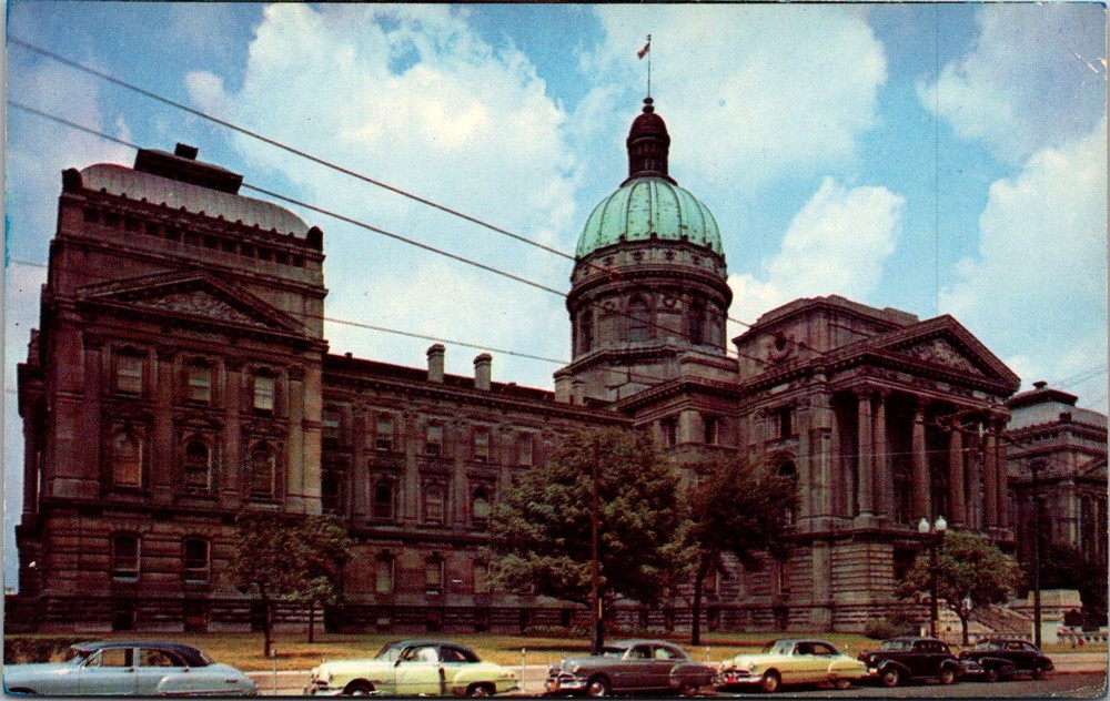 Dr Jim Stamps Postcard Indiana State House Indianapolis Possible Autograph Back