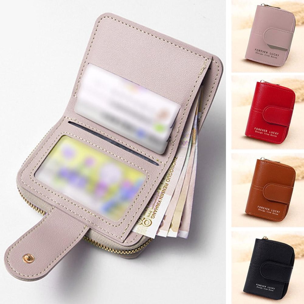 Short Women's Card Wallet Button Zipper Coin Purse K4W6 γн