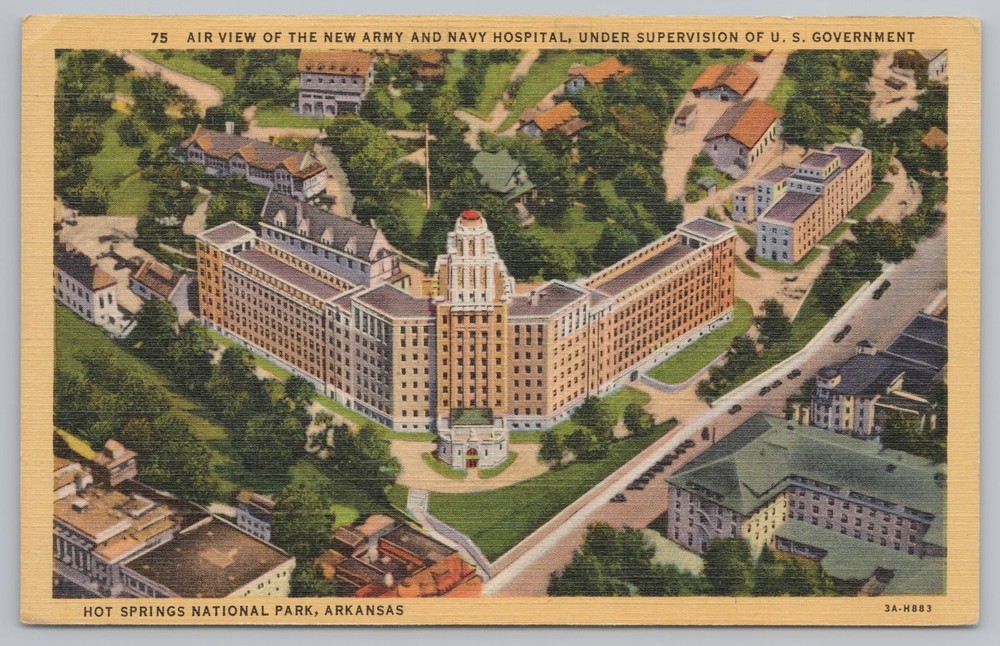 Military~Air View Army & Navy Hospital Hot Springs Park AR~Vintage Postcard
