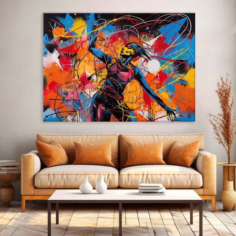 Abstract Graffiti Modern Woman Art Neo Unframed Canvas Print Australian Wall Art-image