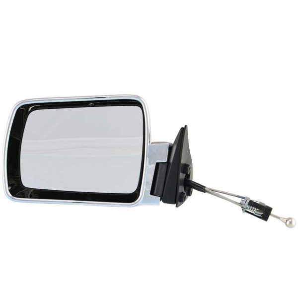 For 84-96 Cherokee Rear View Mirror Manual w/Remote Cable Lever Chrome Left Q