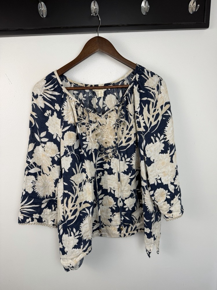 Linen Charter Club XL Floral Bohemian Coastal Romantic