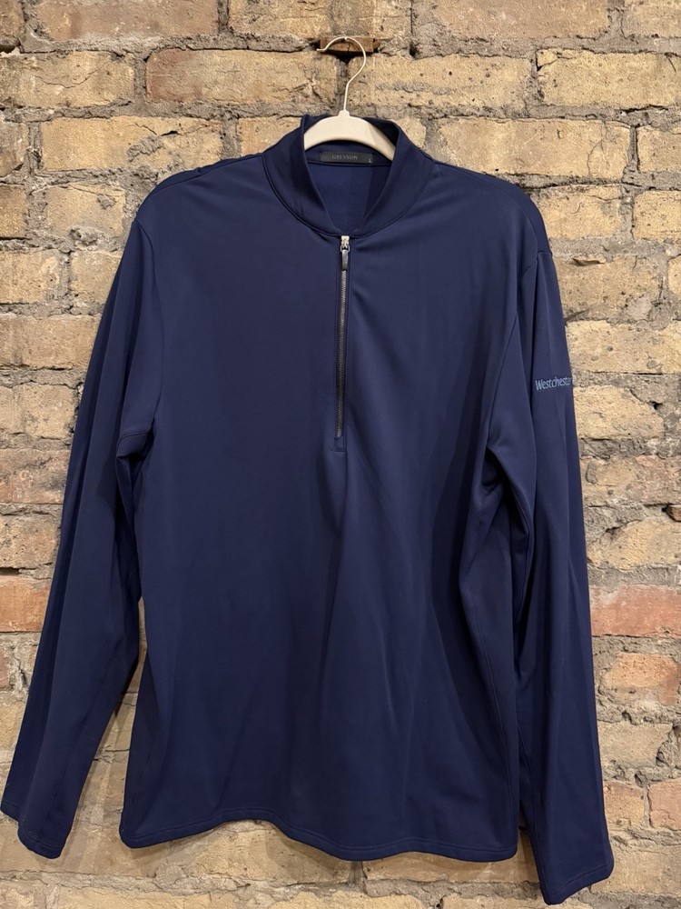 Greyson Pullover Mens Large Navy Quarter Zip Golf Stretch Long Sleeve Athletic
