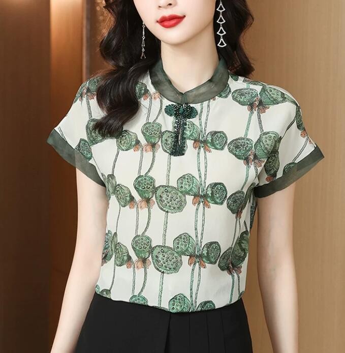 Fashion Chic Women's Short Sleeve Shirt Floral Print Summer Tops Clothing sz