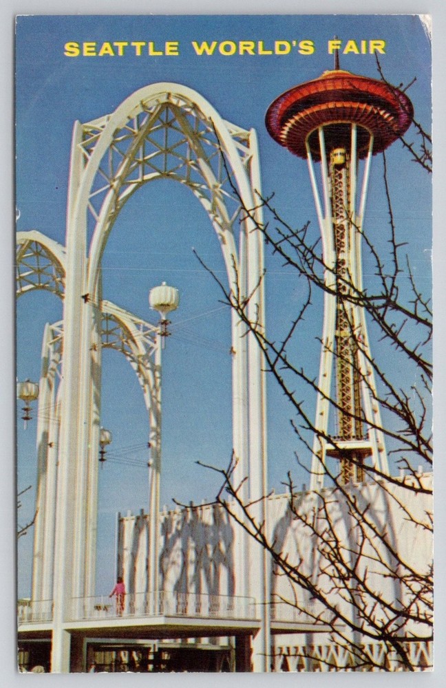 1962 Seattle World's Fair Space Needle U.S. Science Building Postcard Posted