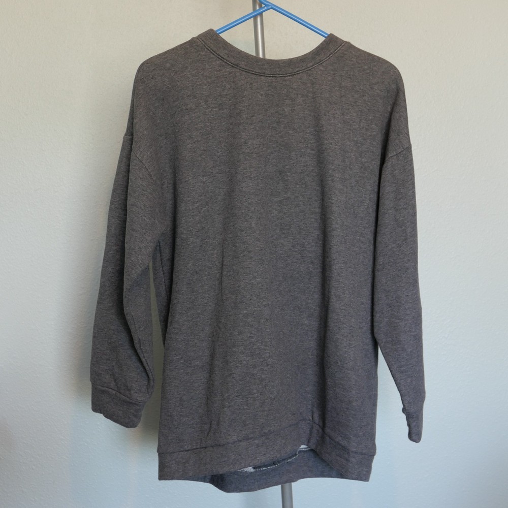 Fabletics Nina Gray Lace-Up Back Pullover Sweatshirt Oversized Tunic Size S