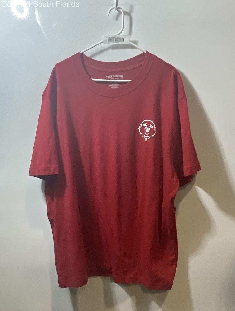 True Religion Mens Red Cotton Short Sleeve Crew Neck Pullover T-Shirt Size 2XL
