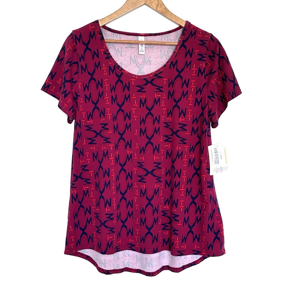 NWT Lularoe Shirt Women’s Large Geometric Short Sleeve Pullover Top