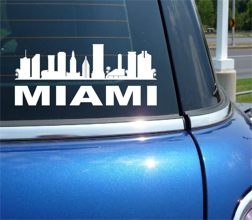 MIAMI FLORIDA CITY SKYLINE CITYSCAPE CAR WALL DECAL BUMPER STICKER