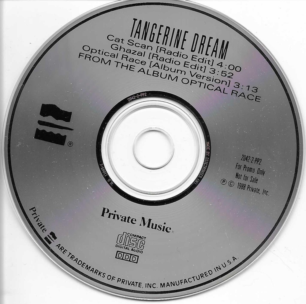 TANGERINE DREAM Cat Scan / Ghazal w/ RARE RADIO EDITS PROMO DJ CD Single 1988