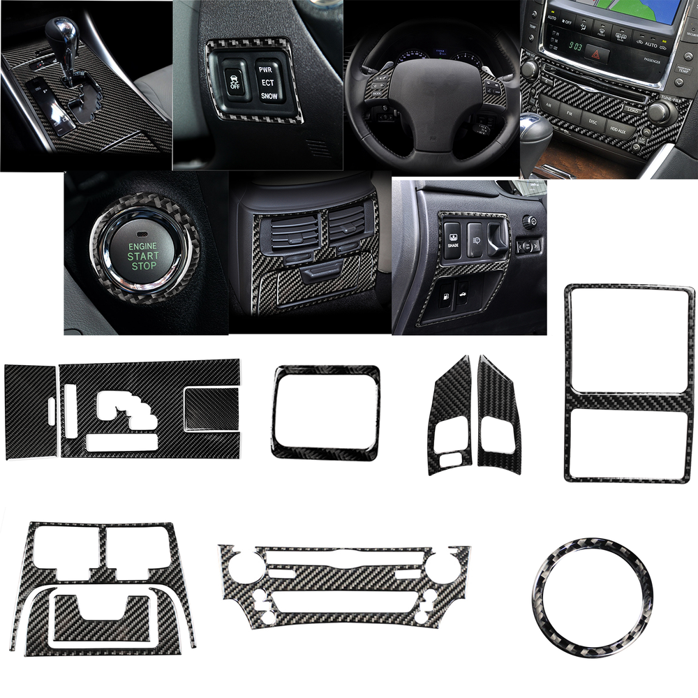 12Pcs Carbon Fiber Interior Full Set Cover Trim For Lexus IS250 IS350 2006-2012