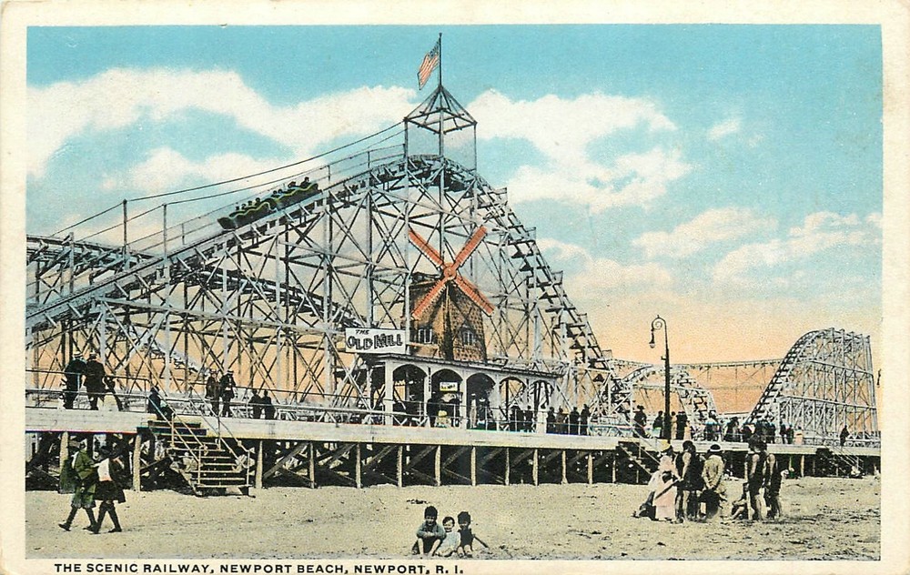 1920s Newport Beach Rhode Island Scenic Railway Amusement Postcard 26-4829