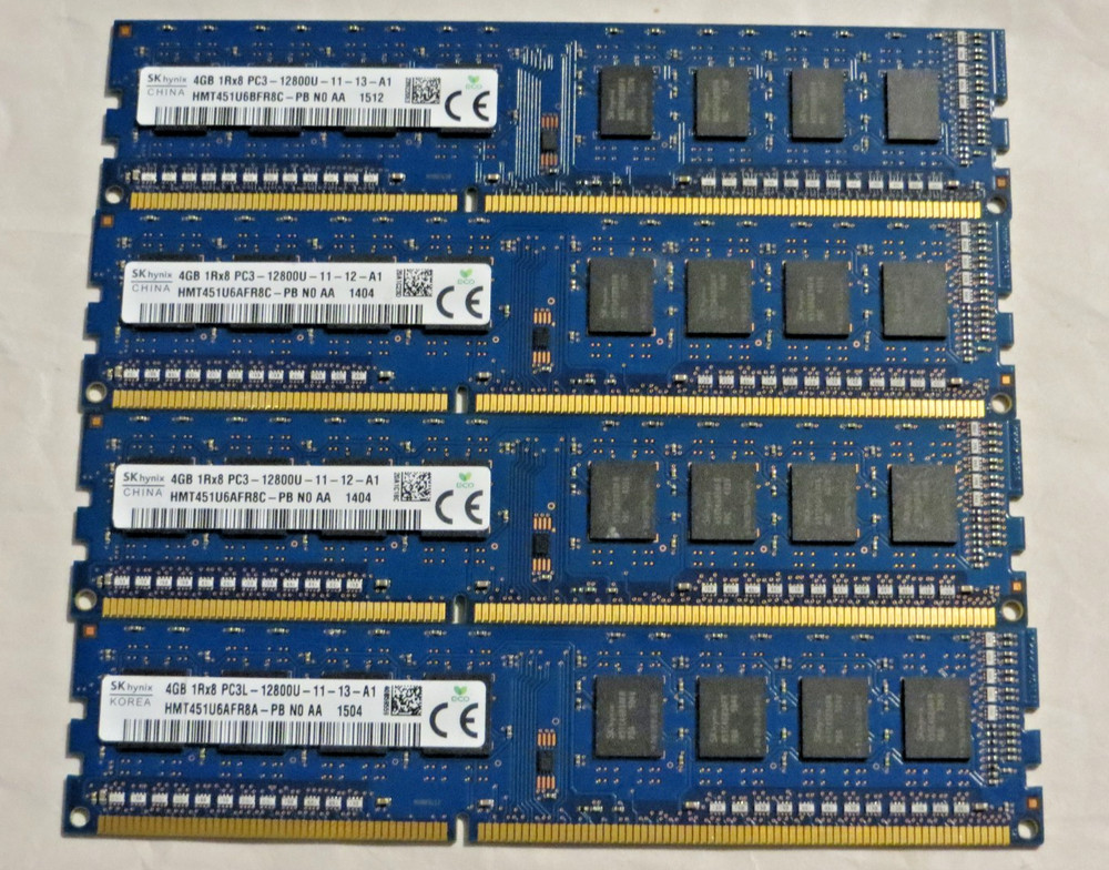 SK Hynix 16GB Kit (4x4GB) DDR3 1600MHz Desktop RAM (Mixed Revision)