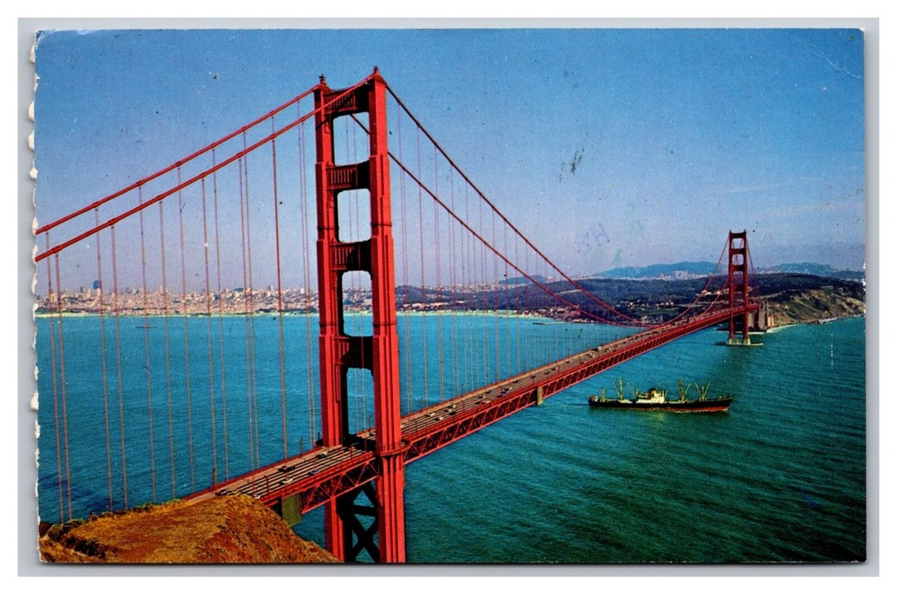 San Francisco CA California Aerial View Golden Gate Bridge Postcard Posted 1978