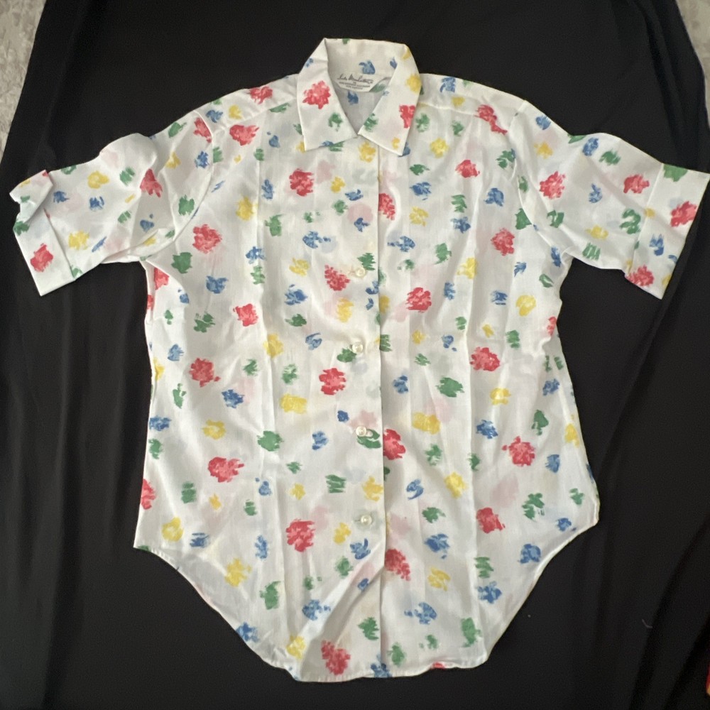 Vintage Women’s Lady Manhattan Colorful Button Up Blouse Size 12