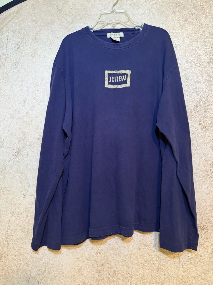 Men’s Vintage Blue Long Sleeve T Crew T Shirt Size XXL