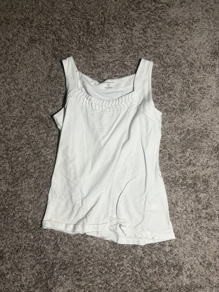Croft & Barrow Womens Tank Top Medium White Sleeveless Stretch Blouse