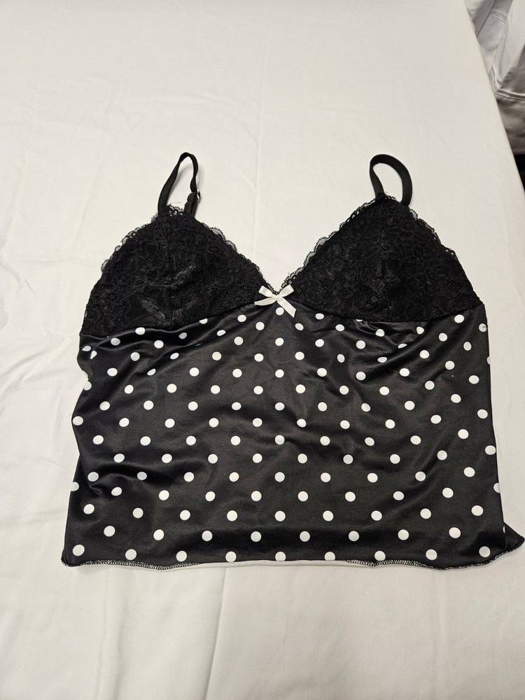 Size S Women's Camisole Tank Top  Black And White Polka Dot