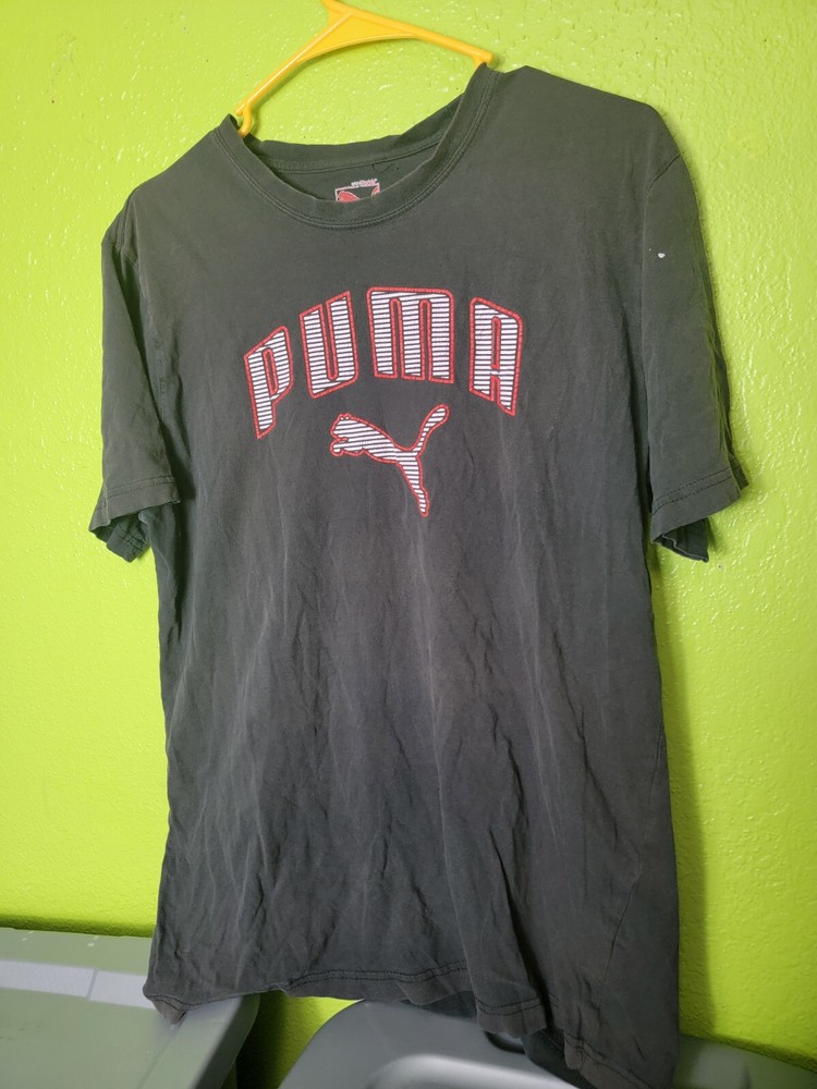 Puma Essential Mens Medium Logo T-shirt Black Red Logo Sport Lifestyle