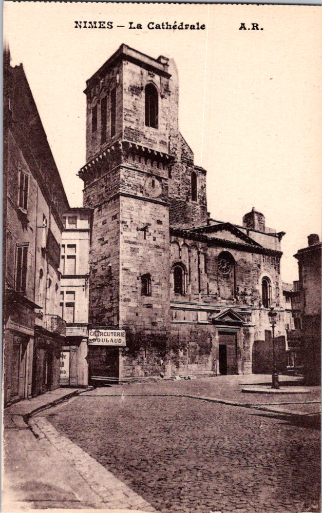 Vintage Postcard Nimes France Cathedral Tower Historic Architecture