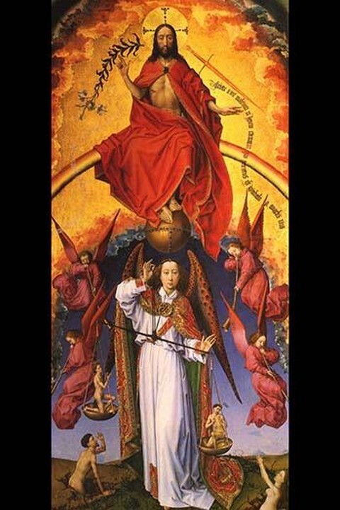 Christ With the Archangel Michael by Rogier Van der Weyden - Art Print