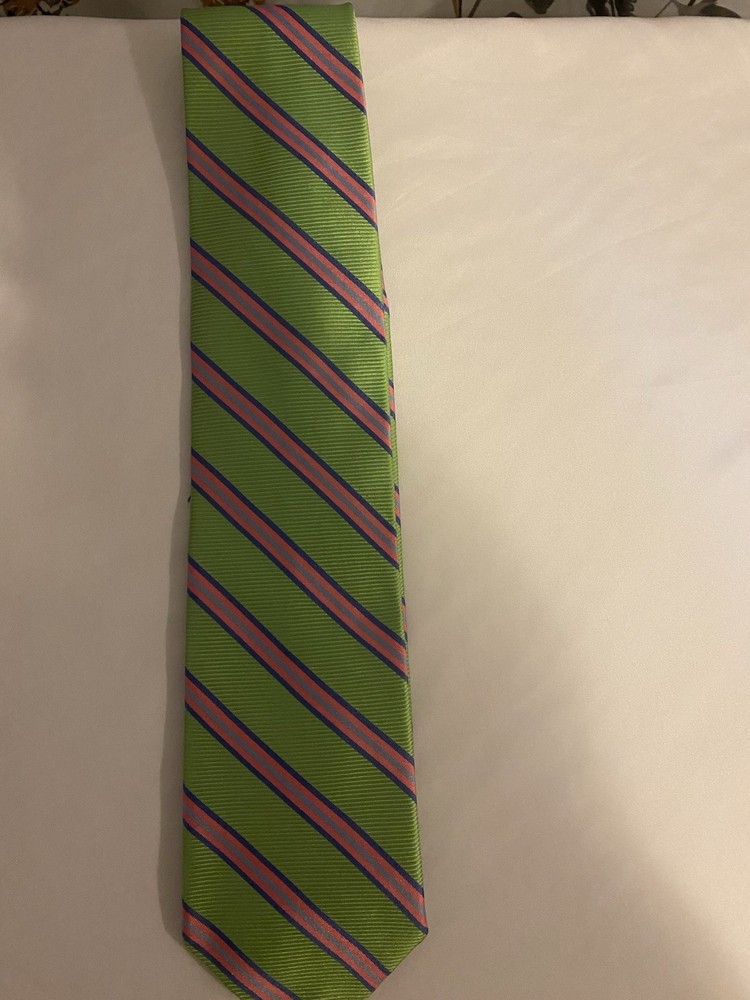 Men's Brooks Brothers Striped Silk Neck Tie Green And Pink
