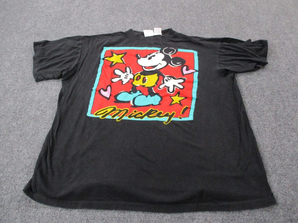 Vintage Mickey Mouse Shirt Mens XL Black Disney Co Graphic Tee Logo 90s
