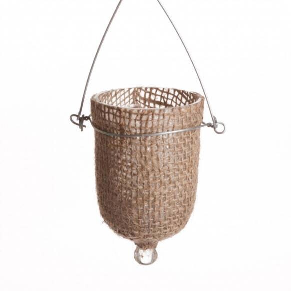12 Burlap-Wrapped Hanging Tealight Holders 3 Inch Set  