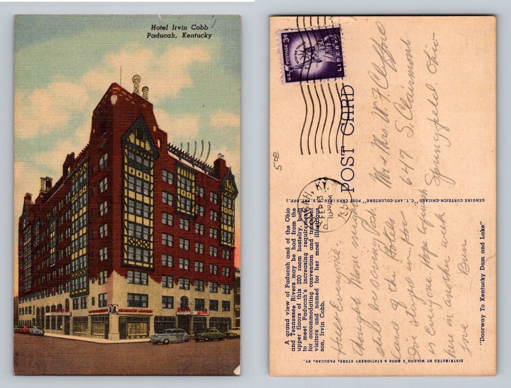 Paducah, KY-Kentucky, Hotel Irvin Cobb Downtown Street View Vintage Postcard