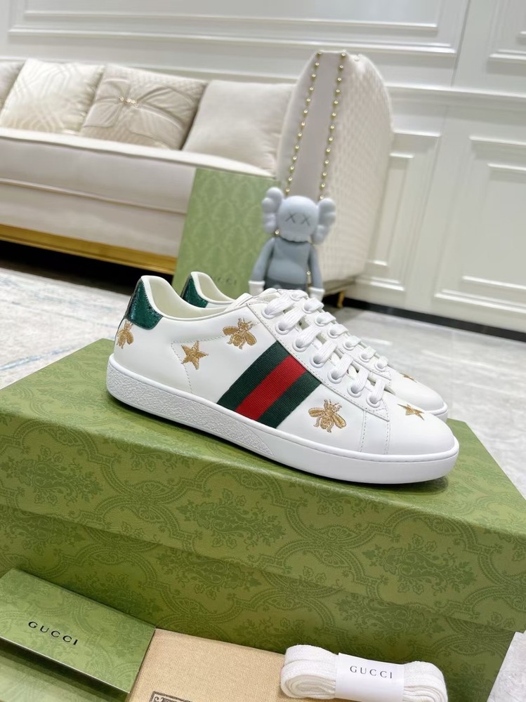 GUCCI ACE White Gold Bee Men's Sneakers