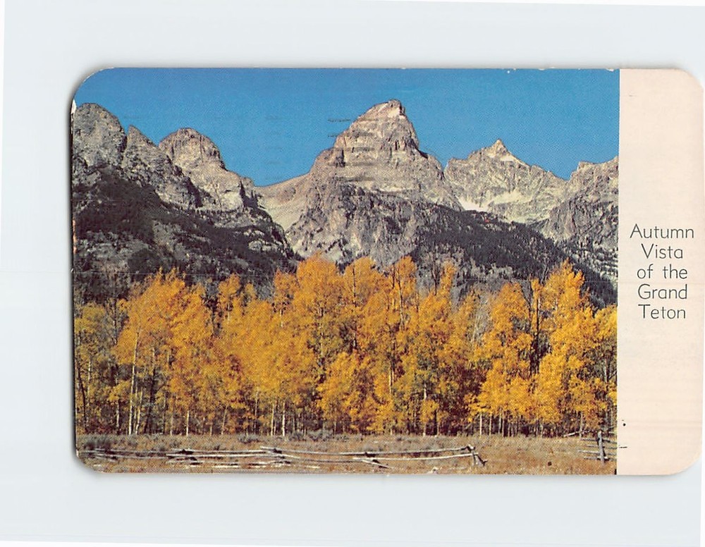 Postcard Autumn Vista of the Grand Teton Jackson Hole Wyoming USA